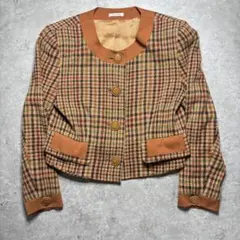 00's vintage　ジャケット ノーカラー ツイード　アーカイブ グランジ