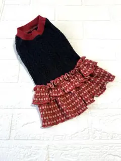 犬服　ハンドメイド　ギャザーフリル付きワンピース