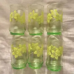 昭和レトロ コップ グラス ガラスコップ 花柄 6点セット