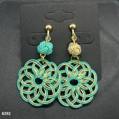 ハンドメイド【水引】イヤリング　グリーン