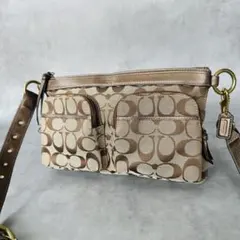 COACH シグネチャー　ダブルポケット　ウエストバッグ　ボディバッグ