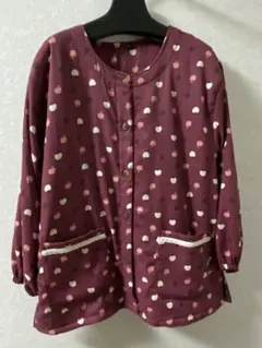 果物柄エプロン M-L ワインレッド