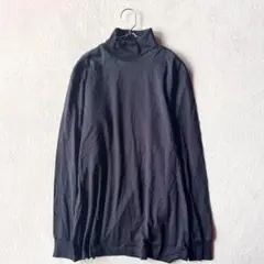【ランズエンド】長袖カットソー（XS）タートルネック 黒 無地 USA製 綿