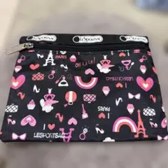 LeSportsac ポーチ 虹 ハート 可愛い Paris 黒