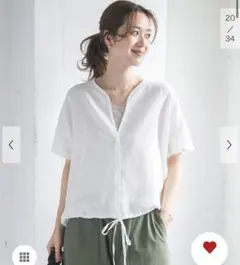 新品タグ付◇ DOORS リネンフレンチスリーブドロストブラウス かぐれ