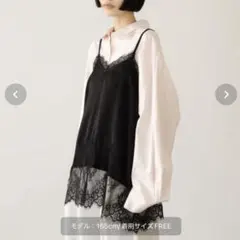 LOWRYS FARM サテンレースキャミ 664226 ブラックのサムネイル