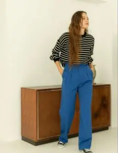 fifth ハイウエスト　ワイドパンツ　ブルー　パンツ