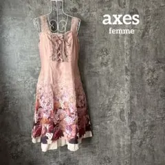 ⭐︎504 axes femme アクシーズファム　花柄レースアップ　キャミワンピ