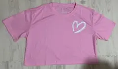ハートプリント 半袖Tシャツ ピンク