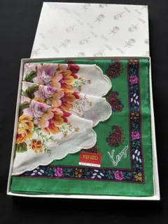 KENZO ケンゾー ハンカチ 花柄 2枚セット　箱入り 未使用品のサムネイル