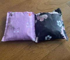 猫と花柄のエコバッグ2点セット
