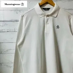 【良品】マンシングウェア ゴルフウェア ポロシャツ ホワイト刺繍ロゴ LLサイズ