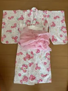 ピンク花柄浴衣セット 100cm