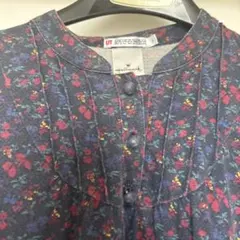 UNIQLOユニクロHallmark 七分袖チュニックL小花柄ネイビーのサムネイル