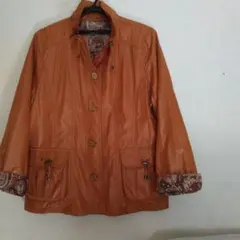 オレンジ 合成皮革 ジャケット