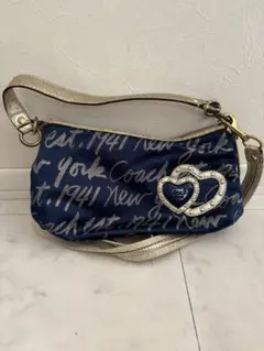 coach スクリプト ルレックス 2way ショルダーバッグ ブルー　1222