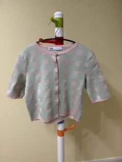 ZARA チェック柄 半袖カーディガン