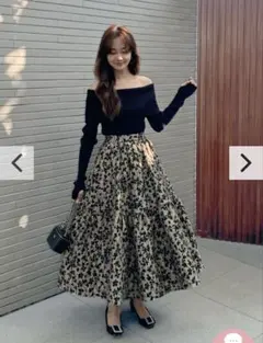 FLOWER LEOPARD FLARE SKIRTのサムネイル