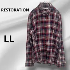 【RESTORATION 】レストレーション チェック柄 ネルシャツ長袖✨LL