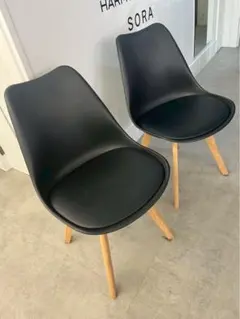 ブラックダイニングチェア 2脚セット