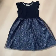 【美品130】エニィフォムanyFAM チュール　フォーマルワンピース ネイビー