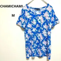 CHAMI CHAMI 花柄 半袖Tシャツ 青