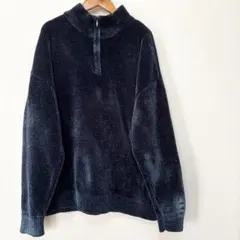 レイジブルー　メンズ モール　ニット　ハーフジップ フリース 冬　ネイビー M