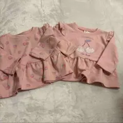 新品　トレーナー　2点セット　裏毛　いちご　ピンク　チェリー　100