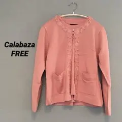 Calabaza アンサンブル　ニット　ピンク　刺繍　カーディガン　七分袖