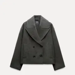 【ZARA】ショート丈 ダブルブレストコート グレー XS