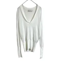 ZARA KNIT【M】レディース 長袖 ニット Vネック 白