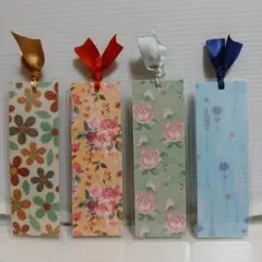 しおりハンドメイド　4枚セット♪ フラワーC