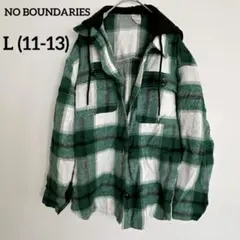 1点もの‼️NO BO 【L】フード付き　チェック　シャツ　ジャケット 薄手