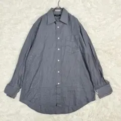 【良品】バーバリーロンドン 長袖シャツ ビジネス 山陽商会 ネイビーブルー M