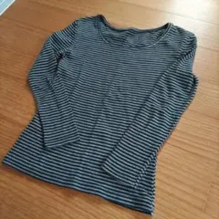 CLOSSHI　グレーと黒のストライプ長袖Tシャツ Mインナー