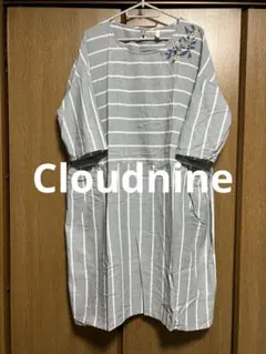 【Cloudnine】ストライプ柄 ワンピース チュニック花柄刺繍　ゆったりのサムネイル