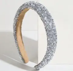 シルバー ビーズ装飾 ヘアバンド