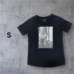 【訳あり】レディース　半袖　トップス　ブラック　プリントTシャツ　S