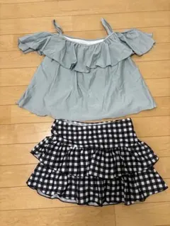 devirock セパレート水着 160cm ギンガムチェック　サックスブルー