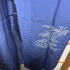 紳士、長襦袢、上質、絞り、指差しシミ有り、裏地美品、ネイビー絞り、絵柄