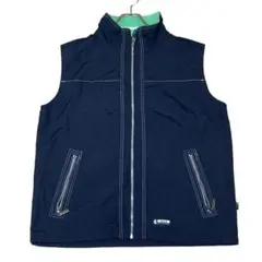 ウィンドスポーツウェア ナイロンベスト 撥水 ロゴ刺繍 ネイビー 薄手s77