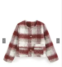 チェック柄シャギージャケット[gn358]