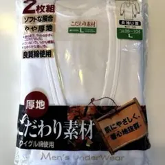 メンズ　インナー　2枚組 長袖U首　L