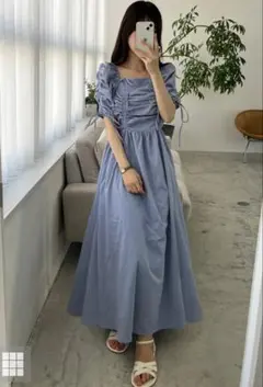 ドロストリボンロングワンピース