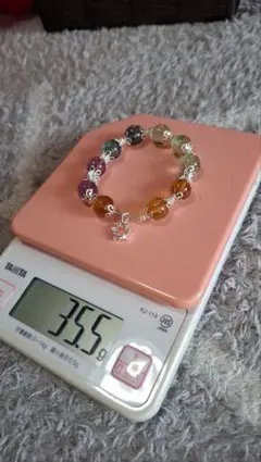 天然石と銀の多色ブレスレット