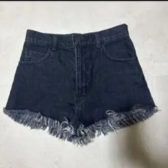 MOUSSY ブラック デニム フリンジショートパンツ Mサイズ【美品】