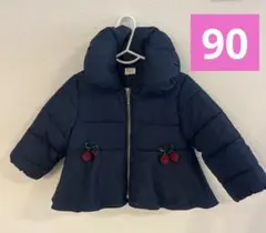 ダウン　アウター　ペプラム　ミコリッド　さくらんぼ　ネイビー　しまむら