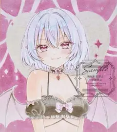 オリジナル イラスト 【人外水着メイド】 手描き アナログ 原画 色紙