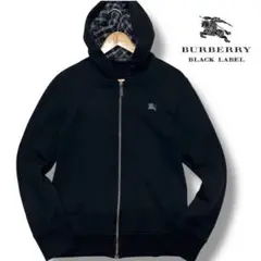 現行 バーバリー ジップアップパーカー ブラック Sサイズ 21年モデル BURBERRY BLACK LABEL バーバリーブラックレーベル ジップアップ
