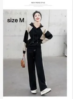 新品2点セット！ブラック/ホワイト パーカーセットアップ　ジャージ　オルチャン